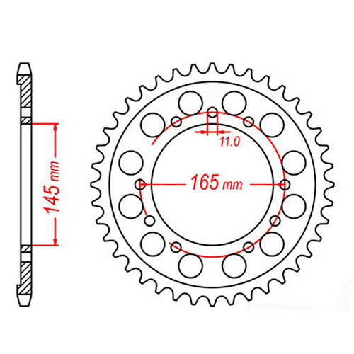 MTX 298 STEEL REAR SPROCKET 530 PITCH 45-TEETH - 11-ML0-45