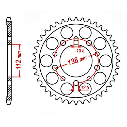 MTX 1303 STEEL REAR SPROCKET 520 PITCH 43-TEETH - 11-MGS-43