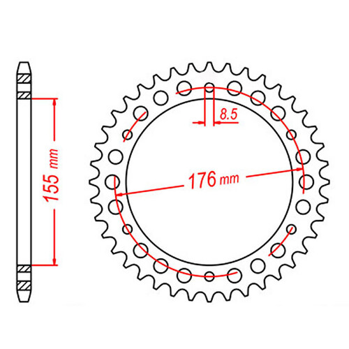 MTX 2011 STEEL REAR SPROCKET 530 PITCH 42-TEETH - 11-TR2-42