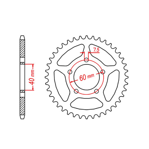 MTX KTM 50 STEEL REAR SPROCKET 415 PITCH 44-TEETH - 11-KM3-44