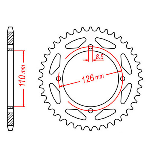 MTX 1465 STEEL REAR SPROCKET 420 PITCH 46-TEETH - 11-455-46