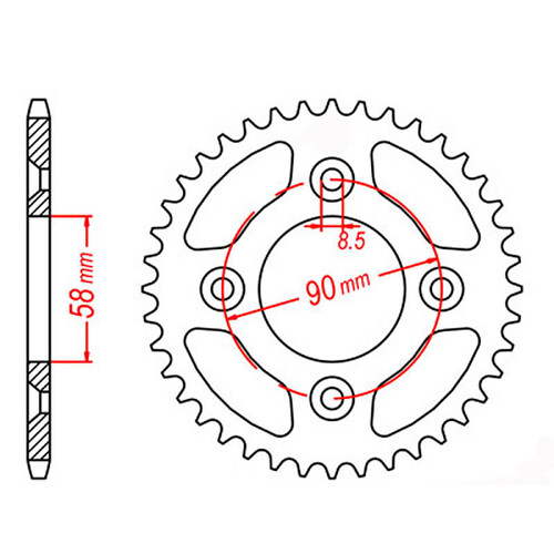 MTX 1213 STEEL REAR SPROCKET 420 PITCH 39-TEETH - 11-GEL-39