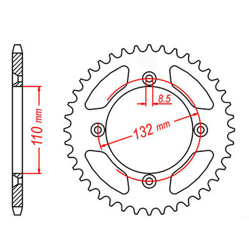 MTX 895 STEEL REAR SPROCKET 428 PITCH 48-TEETH - 11-KM4-48