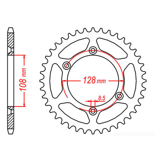 MTX 797 STEEL REAR SPROCKET 428 PITCH 51-TEETH - 11-08G-51