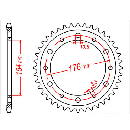 MTX 1340 STEEL REAR SPROCKET 530 PITCH 43-TEETH - 11-MT4-43