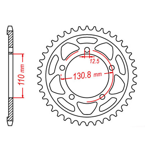 MTX 007 STEEL REAR SPROCKET 525 PITCH 44-TEETH - 11-BM7-44