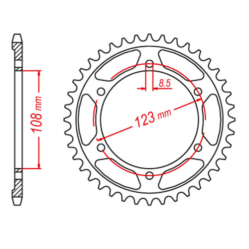 MTX 025 STEEL REAR SPROCKET 428 PITCH 60-TEETH - 11-025-60