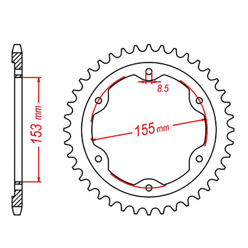 MTX 893 STEEL REAR SPROCKET 525 PITCH 38-TEETH - 11-893-38