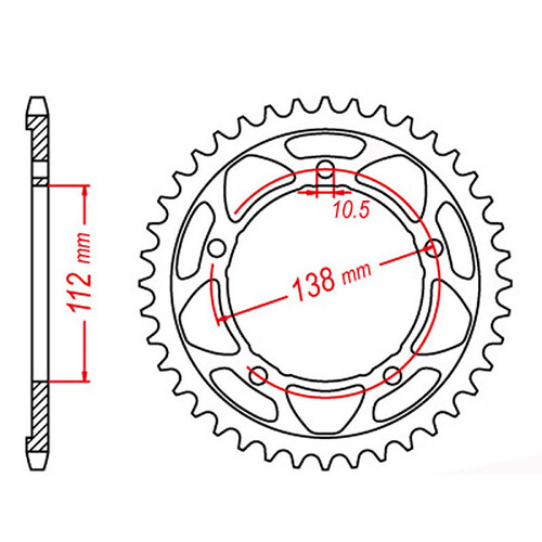 MTX 1877 STEEL REAR SPROCKET 525 PITCH 41-TEETH - 11-1877-41