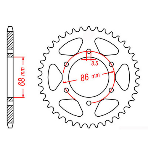 MTX 473 STEEL REAR SPROCKET 520 PITCH 40-TEETH - 11-002-40