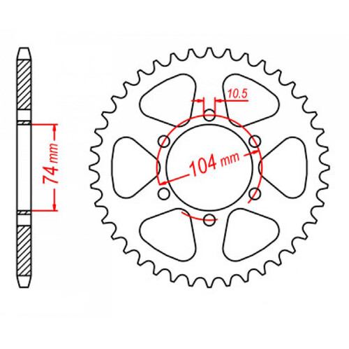 MTX 481 STEEL REAR SPROCKET 530 PITCH 43-TEETH - 11-165-43