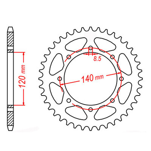 MTX 487 STEEL REAR SPROCKET 520 PITCH 42-TEETH - 11-186-42