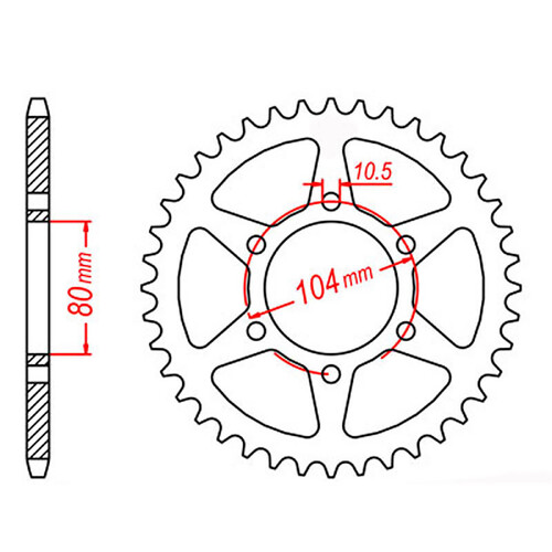 MTX 501 STEEL REAR SPROCKET 630 PITCH 33-TEETH - 11-098-33