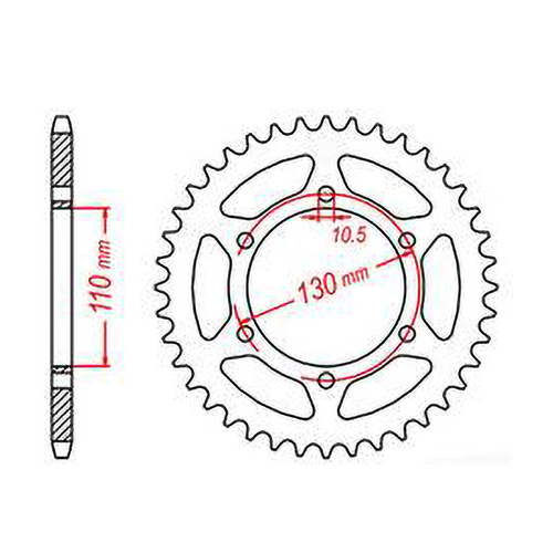 MTX 486 STEEL REAR SPROCKET 520 PITCH 46-TEETH - 11-192-46