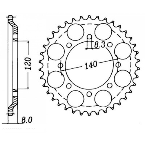 MTX 477 STEEL REAR SPROCKET 520 PITCH 43-TEETH - 11-185-43