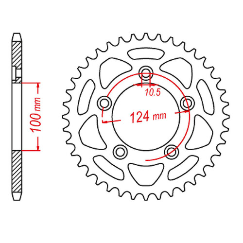 MTX 746 STEEL REAR SPROCKET 520 PITCH 43-TEETH - 11-746-43