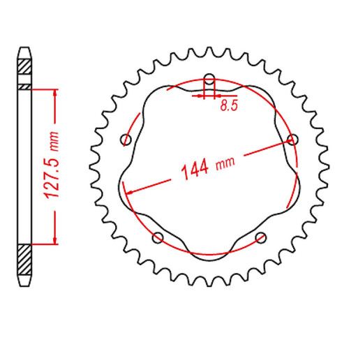 MTX 751 STEEL REAR SPROCKET 520 PITCH 36-TEETH - 11-751-36