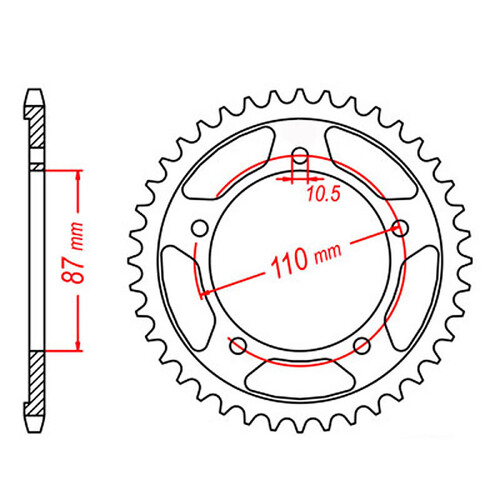 MTX 823 STEEL REAR SPROCKET 520 PITCH 39-TEETH - 11-01D-39