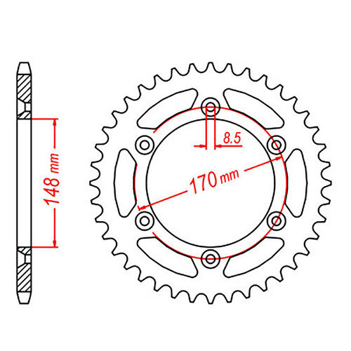 MTX 828 STEEL REAR SPROCKET 520 PITCH 42-TEETH - 11-142-42