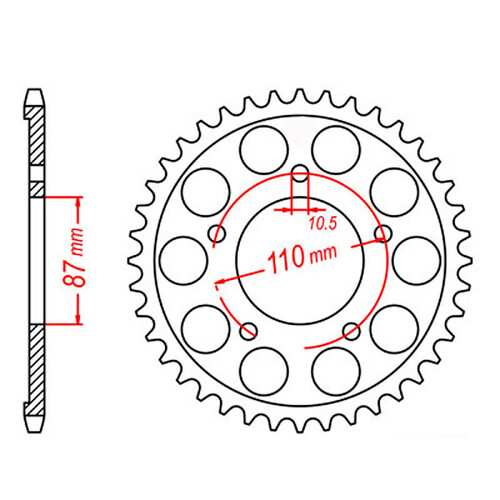 MTX 828 STEEL REAR SPROCKET 520 PITCH 47-TEETH - 11-142-47