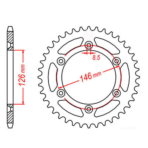 MTX 808 STEEL REAR SPROCKET 520 PITCH 44-TEETH - 11-402-44