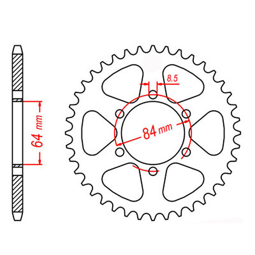 MTX 809 STEEL REAR SPROCKET 428 PITCH 50-TEETH - 11-287-50