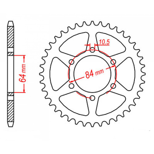 MTX 814 STEEL REAR SPROCKET 530 PITCH 43-TEETH - 11-440-43