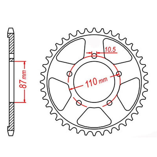 MTX 829 STEEL REAR SPROCKET 530 PITCH 42-TEETH - 11-27A-42