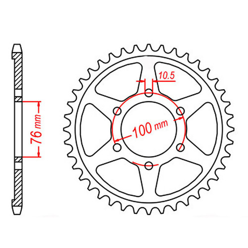 MTX 816 STEEL REAR SPROCKET 530 PITCH 38-TEETH - 11-476-38