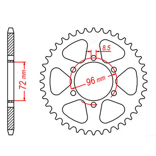 MTX 820 STEEL REAR SPROCKET 520 PITCH 43-TEETH - 11-324-43