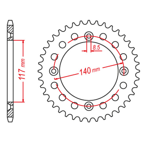 MTX 831 STEEL REAR SPROCKET 428 PITCH 44-TEETH - 11-39K-44