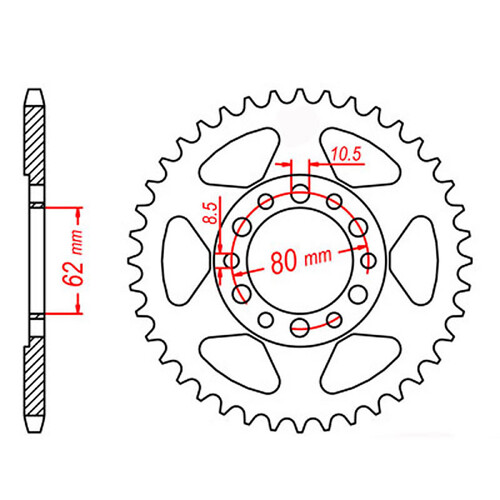 MTX 1842 STEEL REAR SPROCKET 428 PITCH 42-TEETH - 11-248-42