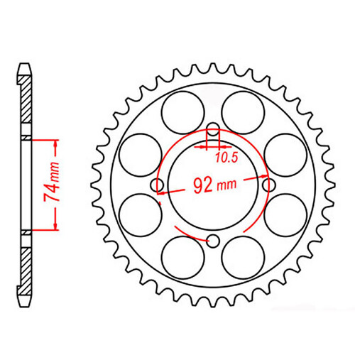 MTX 848 STEEL REAR SPROCKET 530 PITCH 39-TEETH - 11-4L0-39