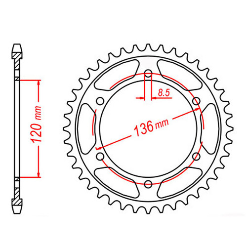 MTX 862 STEEL REAR SPROCKET 530 PITCH 44-TEETH - 11-49A-44