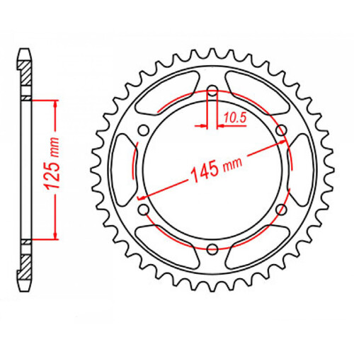 MTX 865 STEEL REAR SPROCKET 530 PITCH 38-TEETH - 11-1A1-38