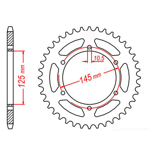 MTX 855 STEEL REAR SPROCKET 520 PITCH 45-TEETH - 11-1M1-45