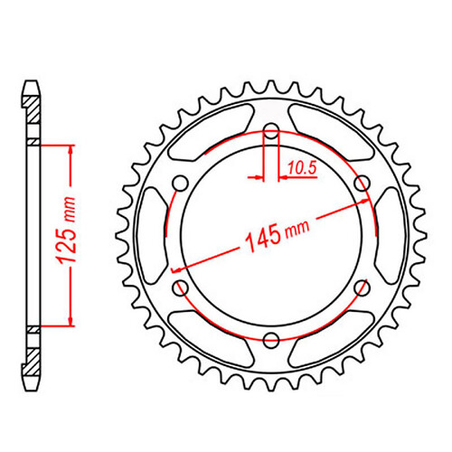 MTX 867 STEEL REAR SPROCKET 525 PITCH 43-TEETH - 11-3VD-43