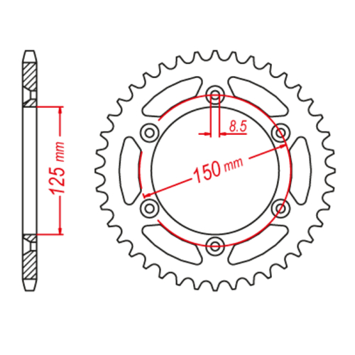 MTX 897 STEEL REAR SPROCKET 520 PITCH 46-TEETH - 11-KM1-46