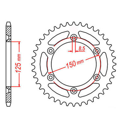 MTX 897 STEEL REAR SPROCKET 520 PITCH 50-TEETH - 11-KM1-50