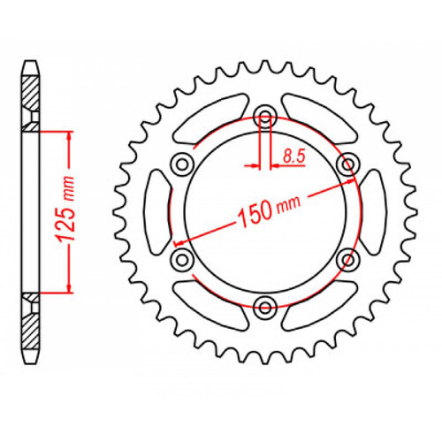 MTX 897 STEEL REAR SPROCKET 520 PITCH 52-TEETH - 11-KM1-52