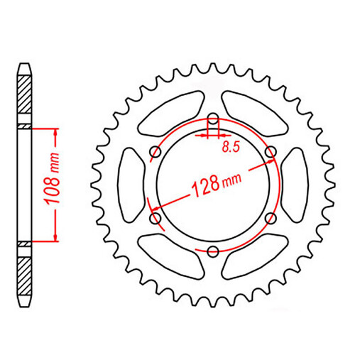 MTX 804 STEEL REAR SPROCKET 428 PITCH 53-TEETH - 11-487-53