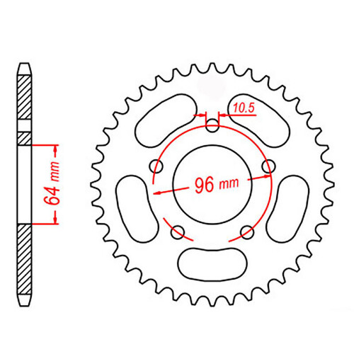 MTX CTX200 STEEL REAR SPROCKET 520 PITCH 47-TEETH - 11-KHA-47