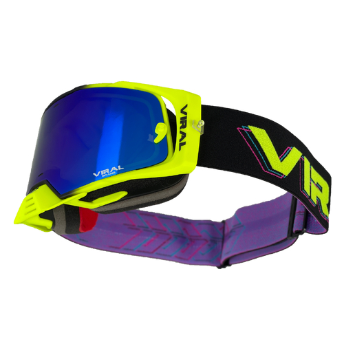 VIRAL BRAND WORKS SERIES REVO IRIDIUM BLUE LENS GOGGLES NEON