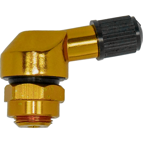 MOTORCYCLE SPECIALTIES ALLOY RIGHT ANGLE 10mm VALVE STEM - GOLD